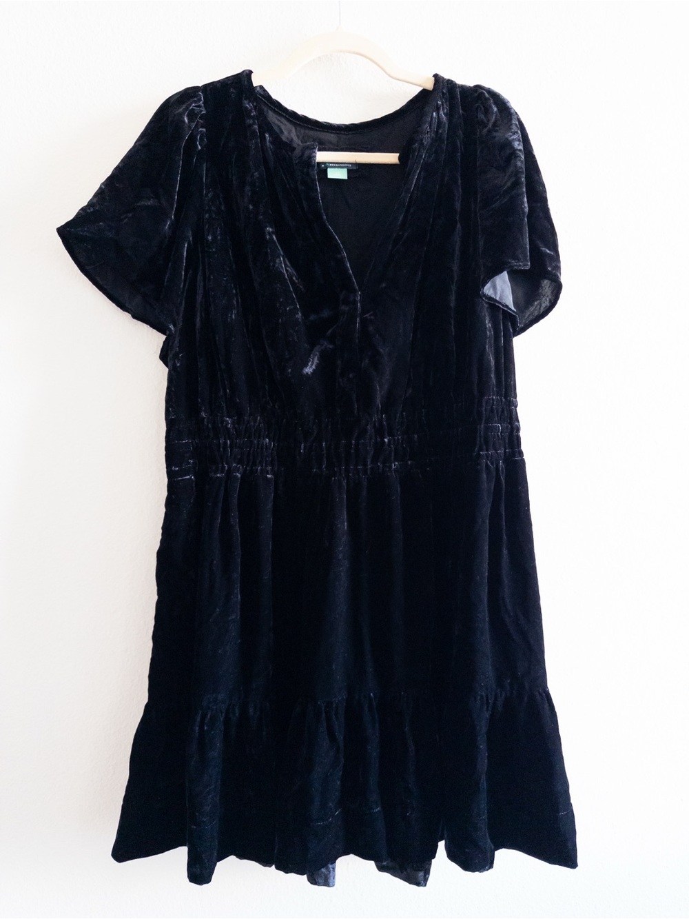 Anthropologie Maeve Somerset Black Velvet Mini Dress size 1x